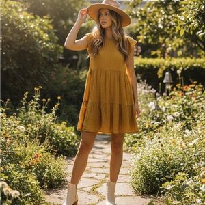 Time and Tru Mustard Mini Dress